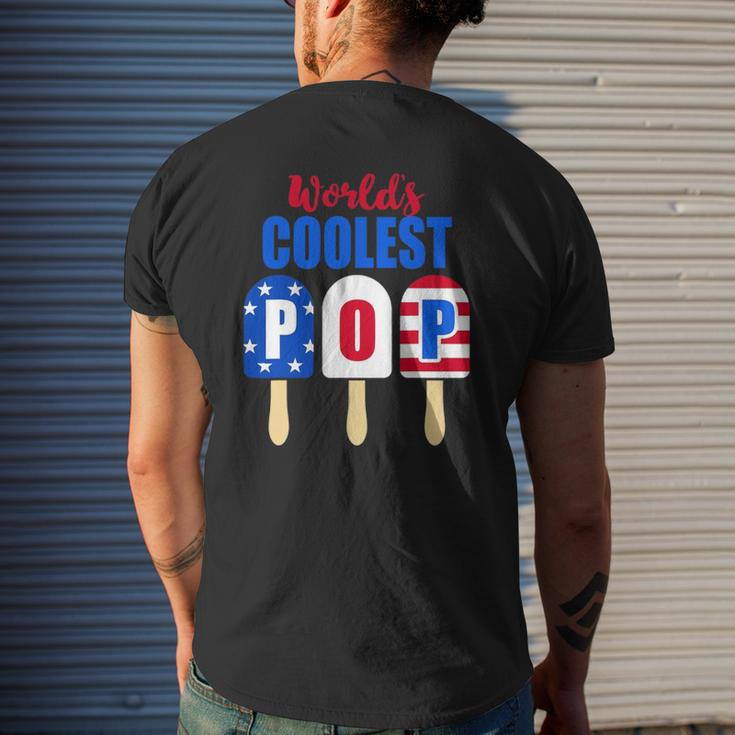 Ice Cream World's Coolest Pop American Flag Fathers Day Mens Back Print T-shirt Gifts for Him