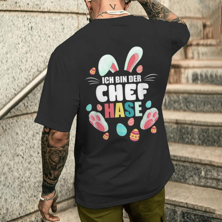 Ich Bin Der Chef Rabbit Easter Bunny Family Partner T-Shirt mit Rückendruck Geschenke für Ihn