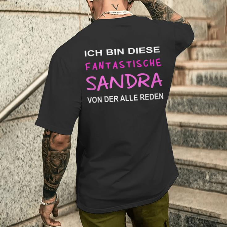 Ich Bin Diese Fantastische Sandra Von Der Alle Reden Black T-Shirt mit Rückendruck Geschenke für Ihn