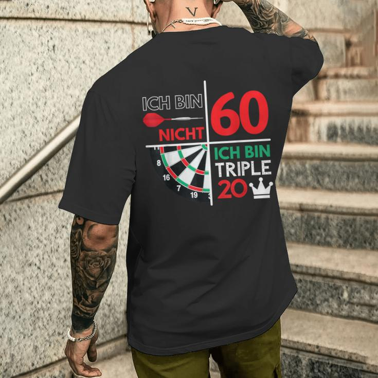 Ich Bin Nicht 60 Ich Bin Triple 20 Dart Player T-Shirt mit Rückendruck Geschenke für Ihn