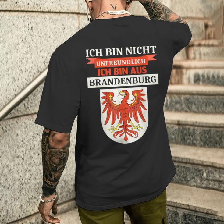 Ich Bin Nicht Unfreundich Ich Bin Aus Brandenburg T-Shirt mit Rückendruck Geschenke für Ihn