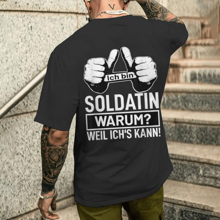 Ich Bin Soldatin Warum Weil Ichs Kann Berufen Soldatin Soldier T-Shirt mit Rückendruck Geschenke für Ihn