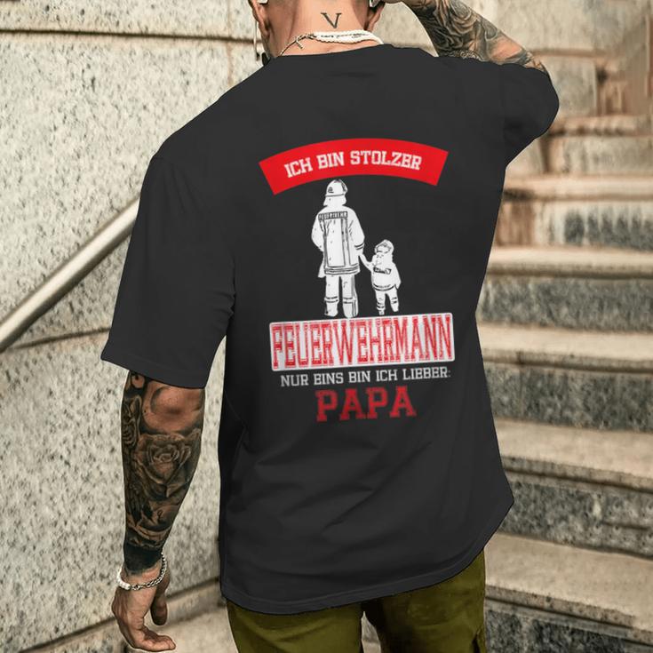 Ich Bin Stolzer Feuerwehrmann Nur Ein Bin Ich Lieber T-Shirt mit Rückendruck Geschenke für Ihn