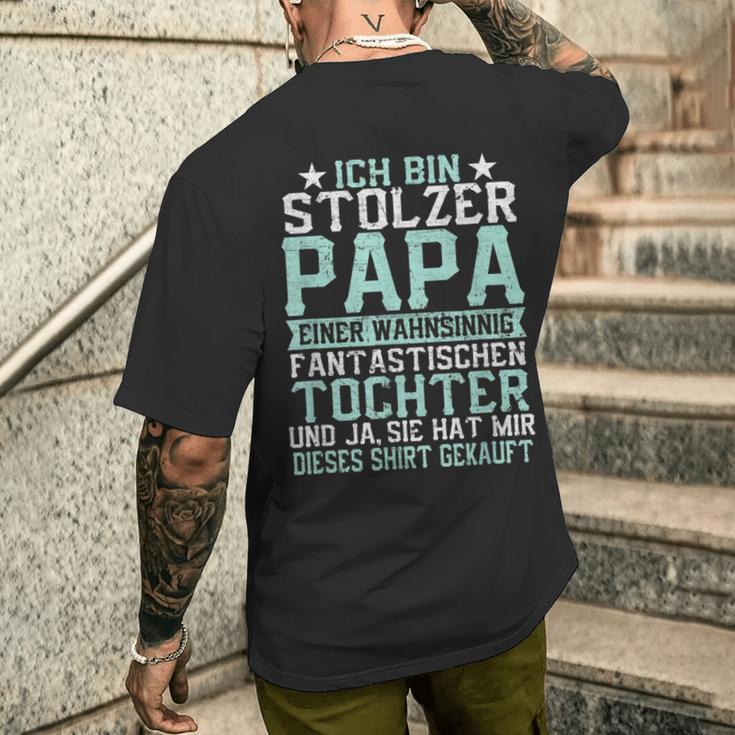 Ich Bin Stolzer Papa Einer Wahnsinnig Fantastischen Tochter T-Shirt mit Rückendruck Geschenke für Ihn