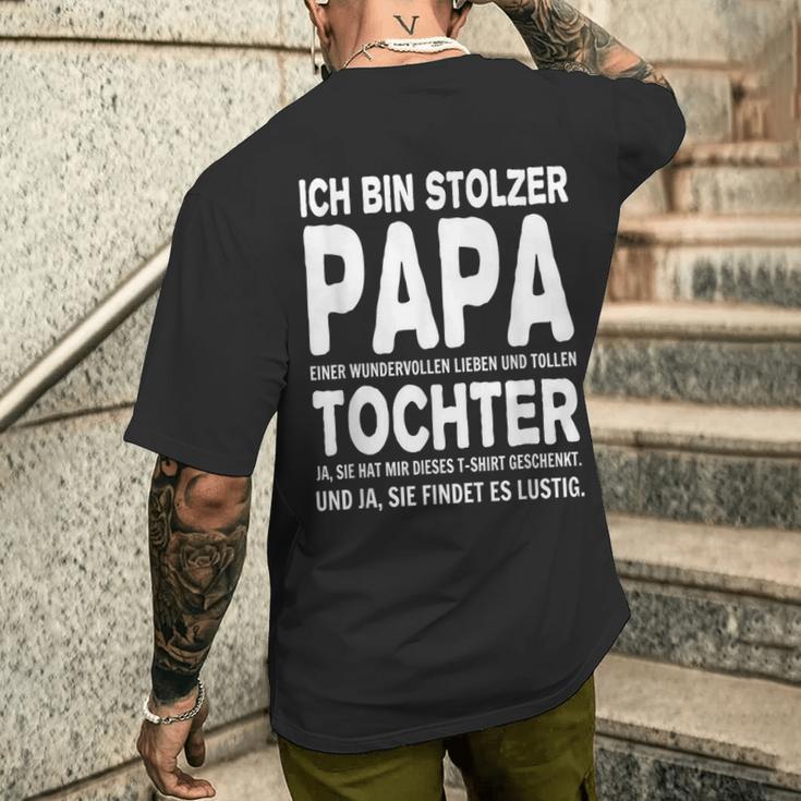 Ich Bin Stolzer Papa Einer Wundervollen Tochter T-Shirt mit Rückendruck Geschenke für Ihn