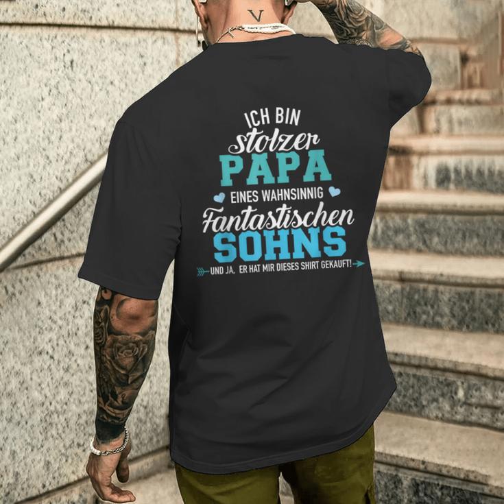 Ich Bin Stolzer Papa Eines Wahnsinnig Fantastischen Son T-Shirt mit Rückendruck Geschenke für Ihn