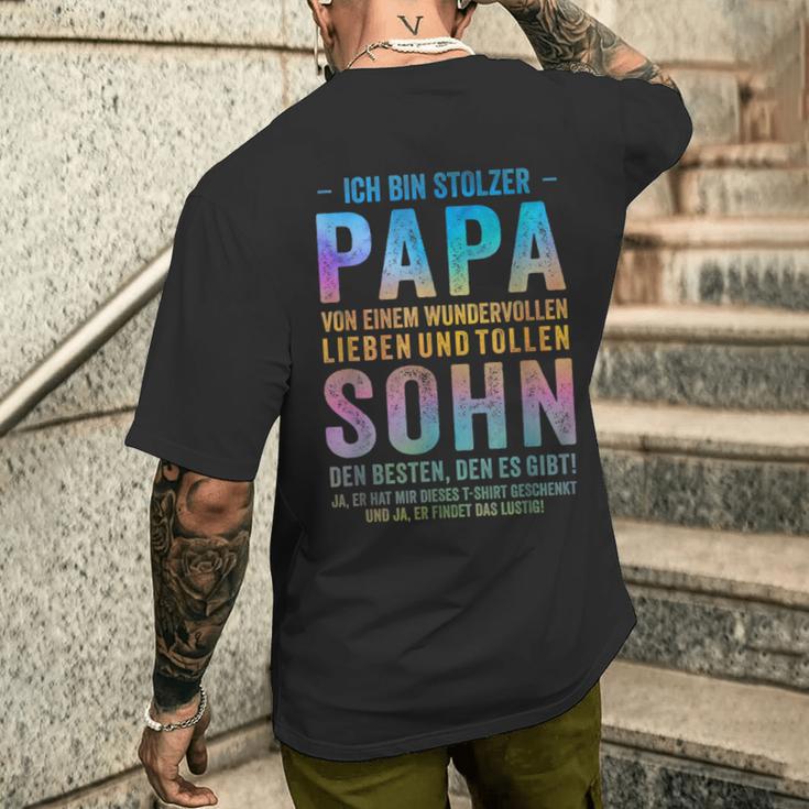 Ich Bin Stolzer Papaon Einem Wundervollen Sohn T-Shirt mit Rückendruck Geschenke für Ihn