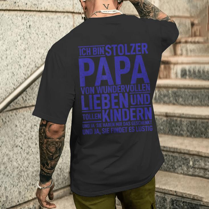 Ich Bin Stolzer Papaon Wundervollen Kindern Dad Der Welt T-Shirt mit Rückendruck Geschenke für Ihn