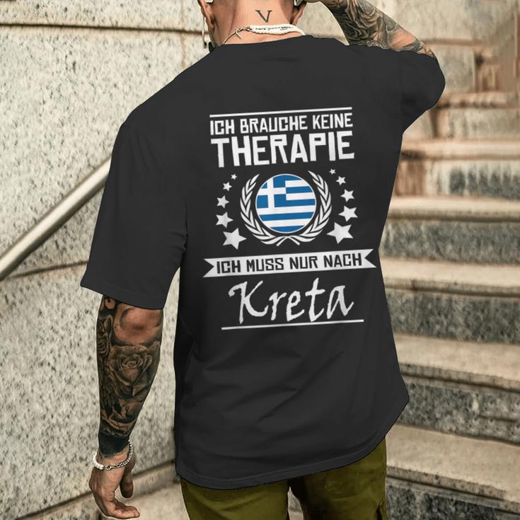 Ich Brauche Keine Therapie Ich Muss Nur Nach Kreta T-Shirt mit Rückendruck Geschenke für Ihn