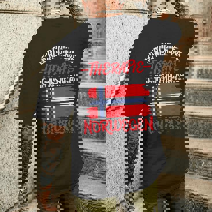 Ich Brauche Keine Therapie Ich Muss Nur Nach Norwegian T-Shirt mit Rückendruck Geschenke für Ihn