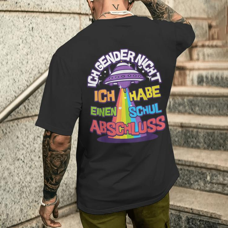 Ich Gender Nicht Ich Habe Einen Schulabschluss Quote Black T-Shirt mit Rückendruck Geschenke für Ihn