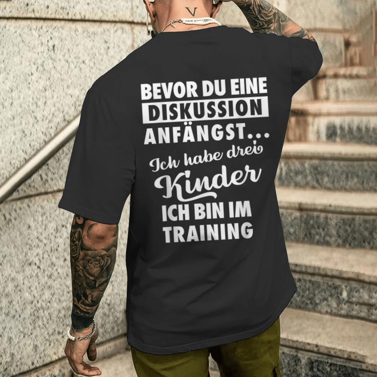 Ich Habe Drei Kinder Father Und Kinder T-Shirt mit Rückendruck Geschenke für Ihn