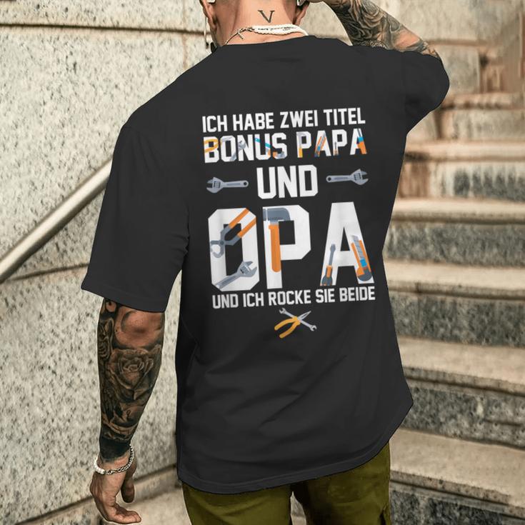 Ich Habe Zwei Titel Bonus Papa Und Opa Rocke Sie Both T-Shirt mit Rückendruck Geschenke für Ihn