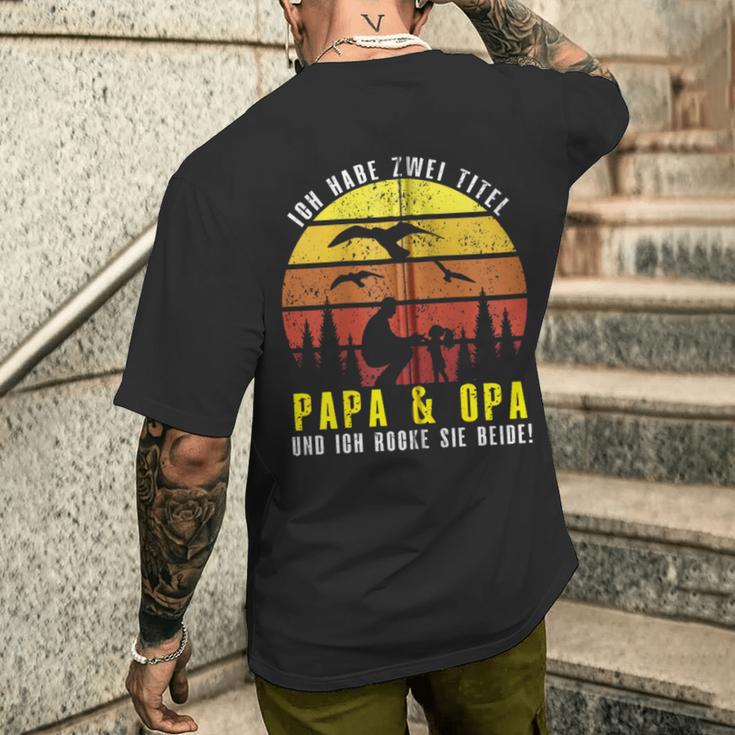 Ich Habe Zwei Titel Papa & Opa Und Ich Rocke Sie Beide Kapuzenjacke T-Shirt mit Rückendruck Geschenke für Ihn