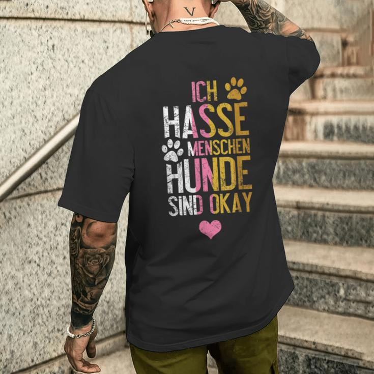 Ich Hasse Menschen Hunde Sind Ok Heart Vintage S T-Shirt mit Rückendruck Geschenke für Ihn
