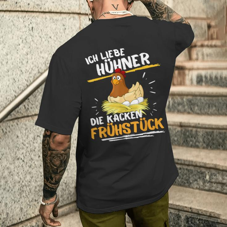 Ich Liebe Hühner Frühstücks-Kurzärmliges Herren-T-Shirt, Witziges Bauernhof Tee Geschenke für Ihn