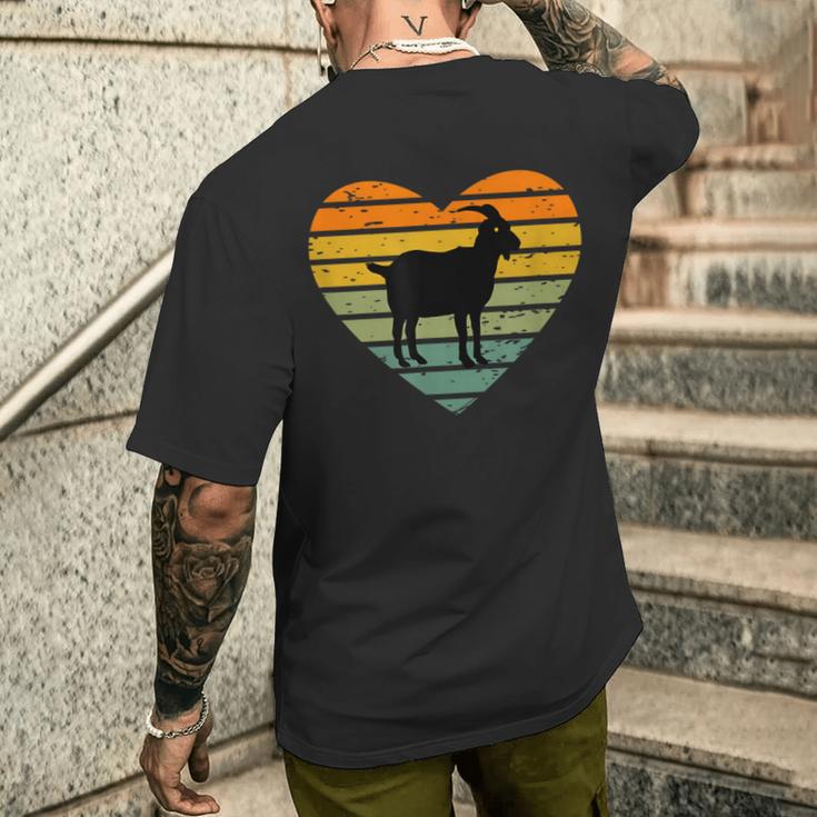 Ich Liebe Ziegen Retro Heart Goat Farm T-Shirt mit Rückendruck Geschenke für Ihn