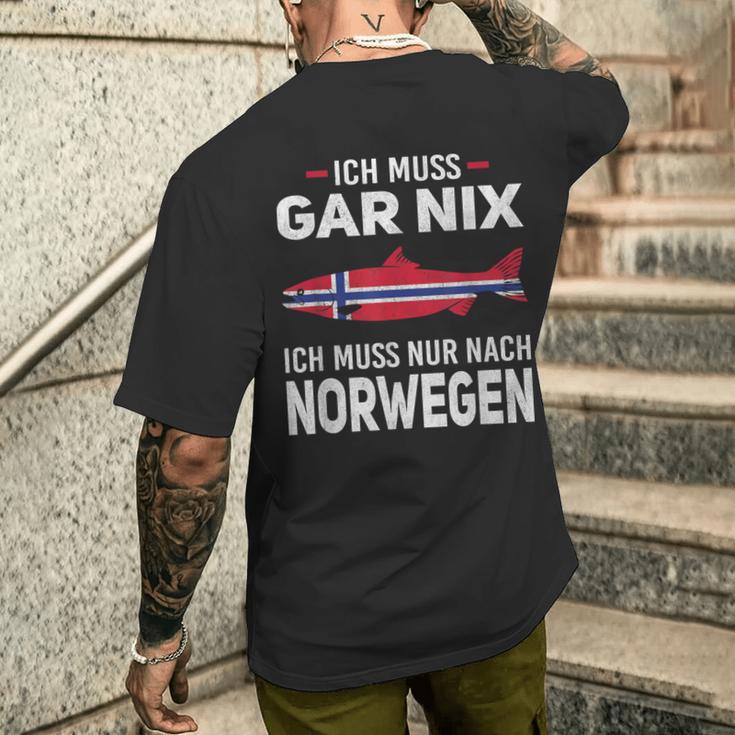 Ich Muss Gar Nix Ich Muss Nur Nach Norwegian Scandinavia T-Shirt mit Rückendruck Geschenke für Ihn