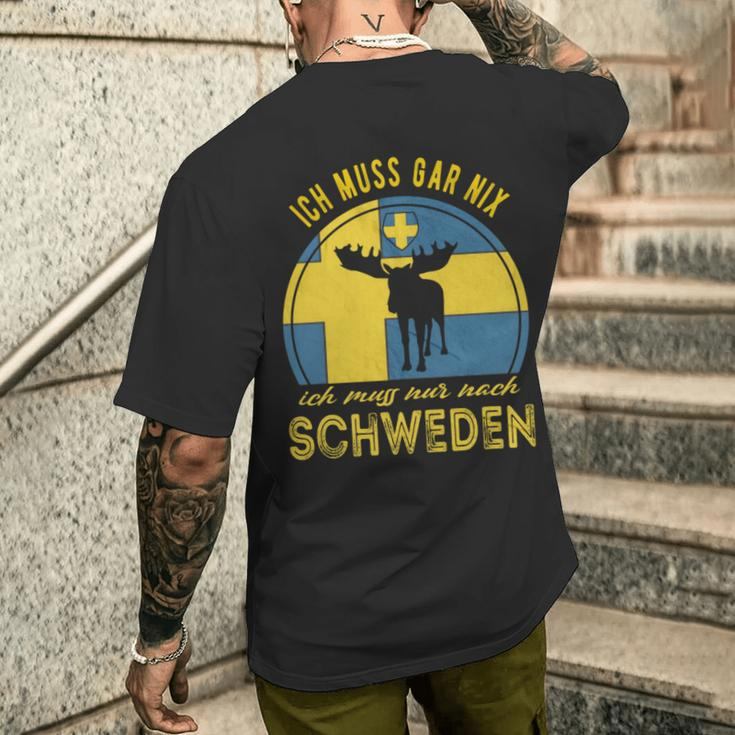 Ich Muss Gar Nix Ich Muss Nur Nach Sweden Long-Sleeved T-Shirt mit Rückendruck Geschenke für Ihn
