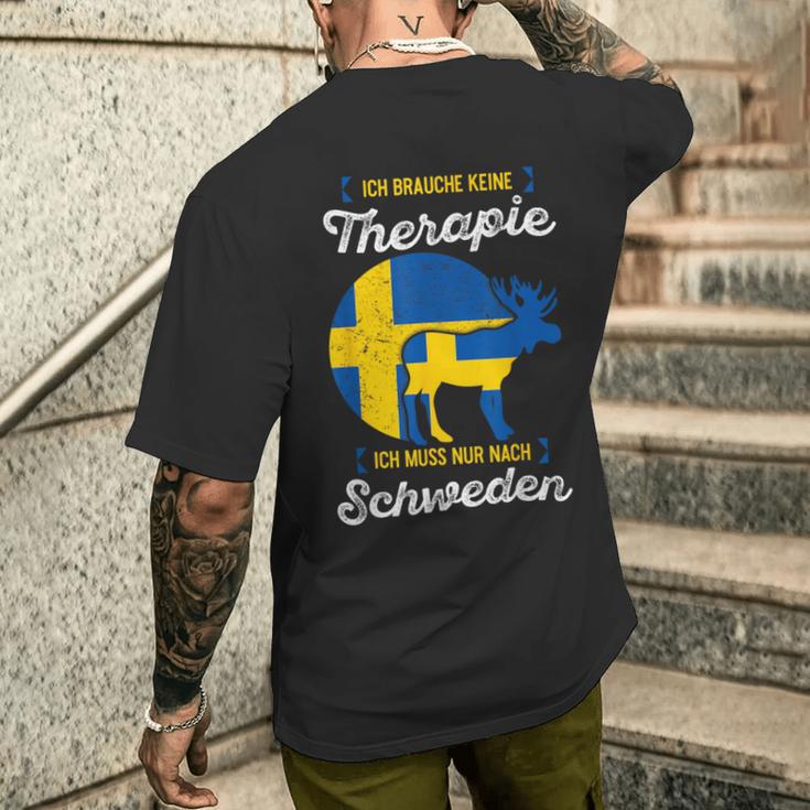 Ich Muss Nur Nach Sweden German Language T-Shirt mit Rückendruck Geschenke für Ihn