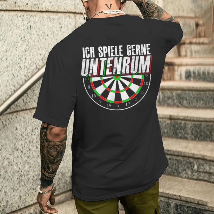 Ich Spiel Gerne Unterrum Dart Ich Spiel Gerne Down T-Shirt mit Rückendruck Geschenke für Ihn