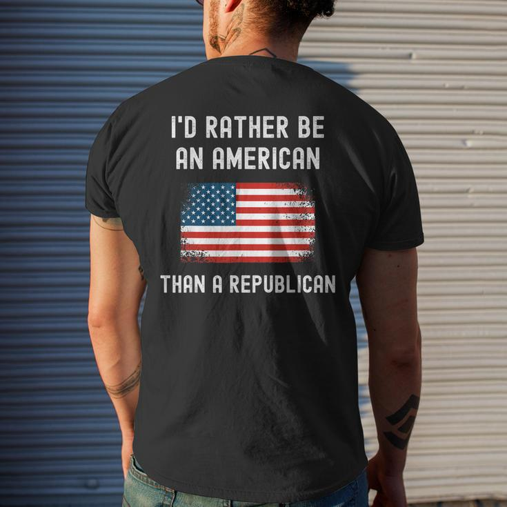 Id Rather Be An American Than A Republican Anti-Republicans Mens Back Print T-shirt Gifts for Him