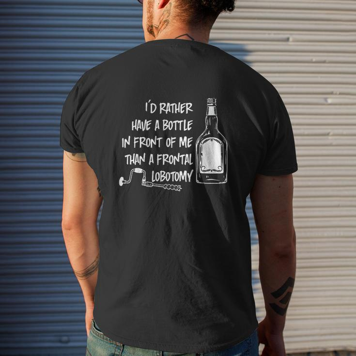 Id Rather Have A Bottle In Front Of Me Mens Back Print T-shirt Gifts for Him