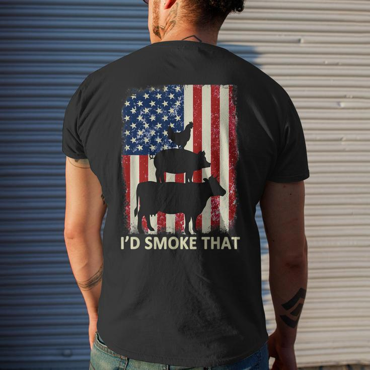 I'd Smoke That American Flag Bbq Barbecue Grilling Mens Back Print T-shirt Gifts for Him