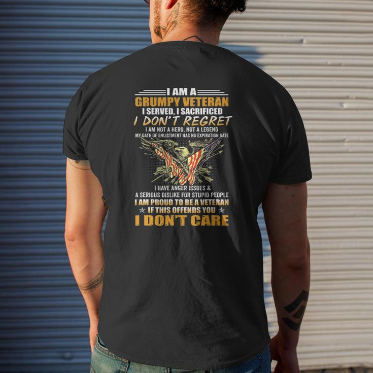 I'm A Grumpy Veteran Father's Day From Son Daughter Mens Back Print T-shirt Gifts for Him