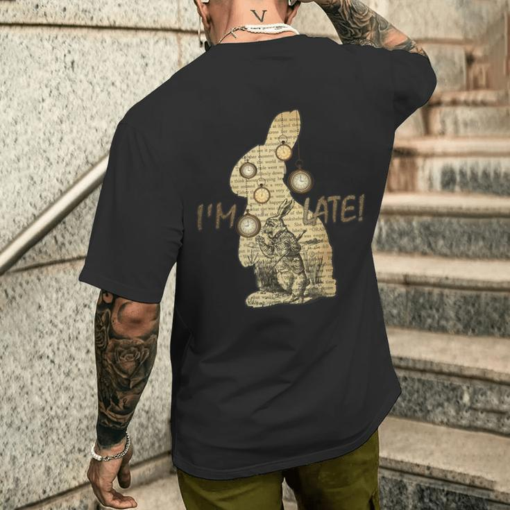 I'm Late Alice In Wonderland RabbitT-Shirt mit Rückendruck Geschenke für Ihn