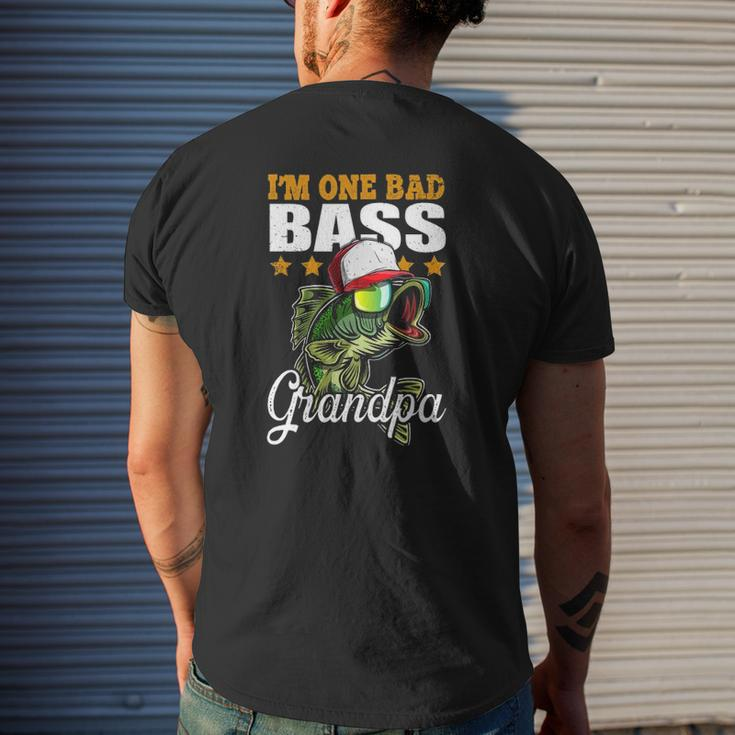 I'm One Bad Bass Grandpa Bass Fishing Father's Day Mens Back Print T-shirt Gifts for Him