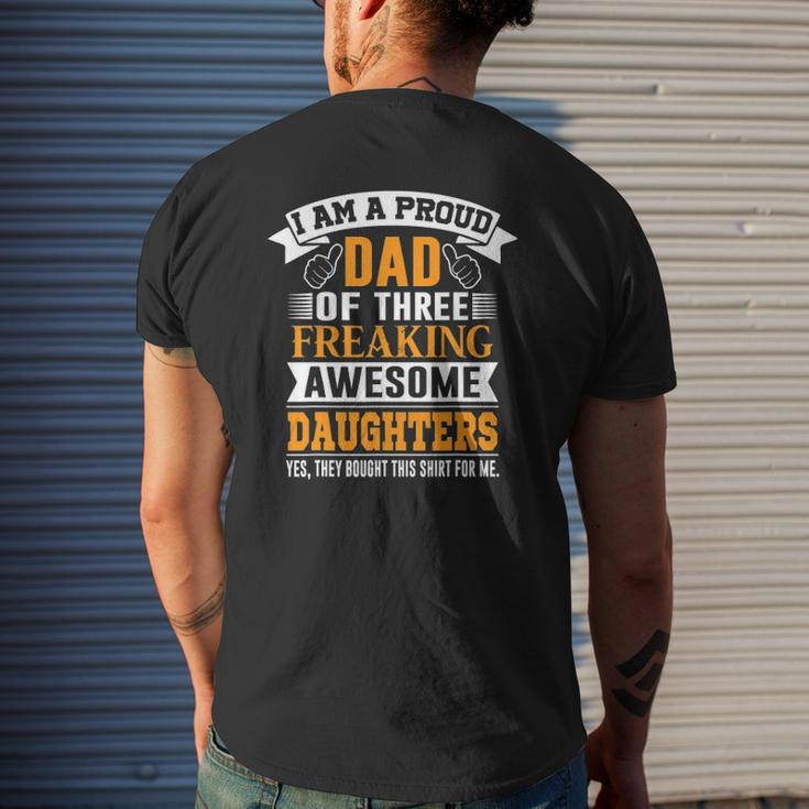 I'm A Proud Dad Of 3 Freaking Awesome Daughters Mens Back Print T-shirt Gifts for Him