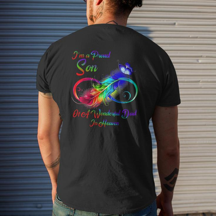 I'm A Proud Son Of A Wonderful Dad In Heaven Mens Back Print T-shirt Gifts for Him