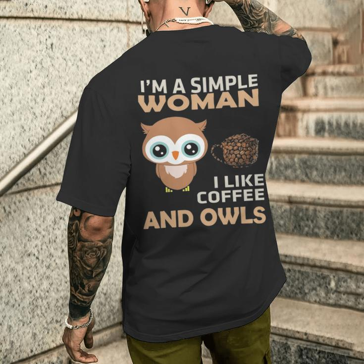I'm A Simple Woman I Like Coffee And Owls Men's T-shirt Back Print Gifts for Him