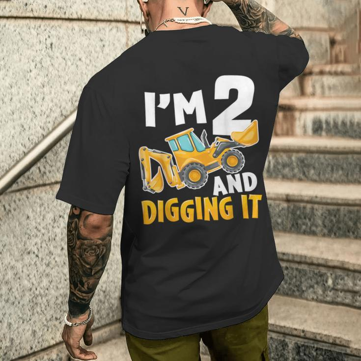 I'm Two 2 Year Old 2Nd Birthday Boy Construction Excavator Men's T-shirt Back Print Gifts for Him