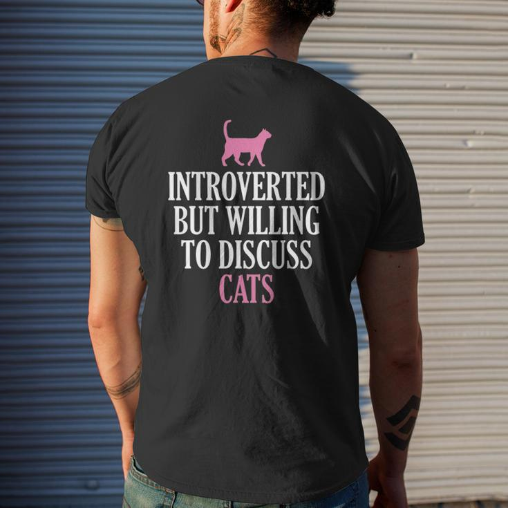 Introverted But Willing To Discuss Cats Mens Back Print T-shirt Gifts for Him
