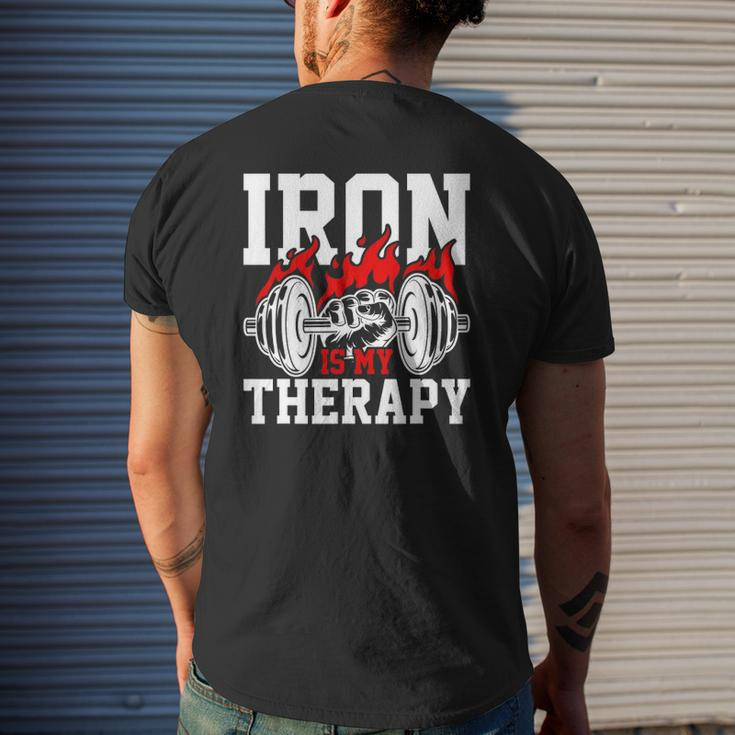 Iron Is My Therapy Bodybuilding Weight Training Gym Mens Back Print T-shirt Gifts for Him