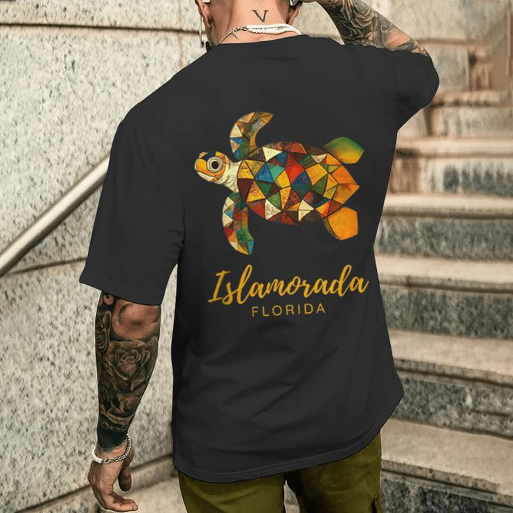 Islamorada Fl Florida Keys Vintage Tribal Sea Turtle Men's T-shirt Back Print Gifts for Him