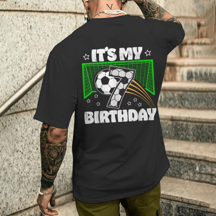 It's My 7Th Birthday Boy Soccer Football 7 Years Old Men's T-shirt Back Print Gifts for Him