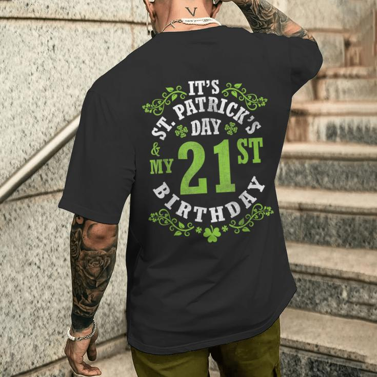 It's Saint Patrick's Day My 21St Birthday Happy 21 Years Old Men's T-shirt Back Print Gifts for Him