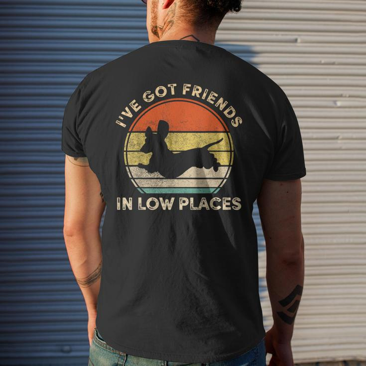 I've Got Friends In Low Places Dachshund Wiener Dog Men's T-shirt Back Print Gifts for Him