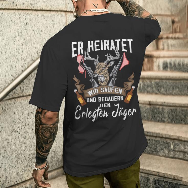 Jäger Er Heiratet Wir Saufen Jga Stag Party T-Shirt mit Rückendruck Geschenke für Ihn