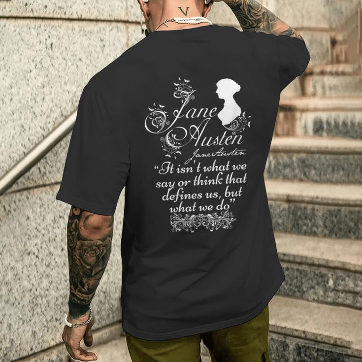Jane Austen Quotes Book Club Fans Vintage Romantic Literary Men's T-shirt Back Print Gifts for Him