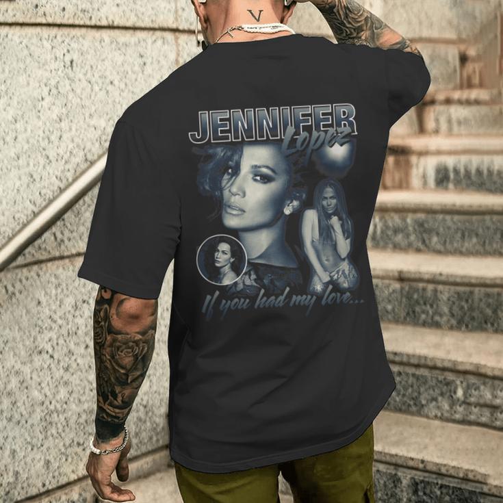 Jennifer Lopez Bootleg Portrait Black T-Shirt mit Rückendruck Geschenke für Ihn