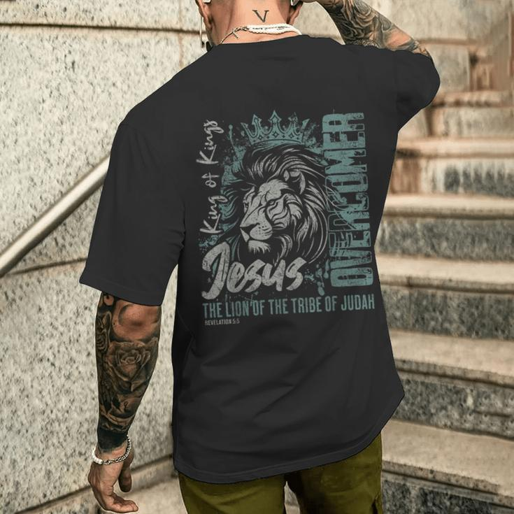 Jesus Is King Lion Of Judah Bible Faith Graphic Christian Men's T-shirt Back Print Gifts for Him