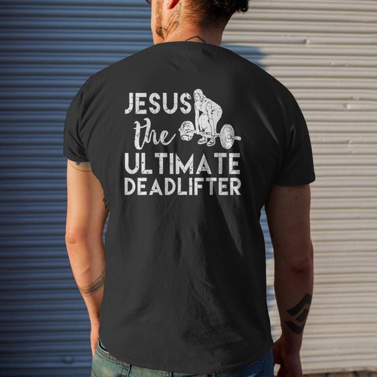 Jesus The Ultimate Deadlifter Weightlifting Mens Back Print T-shirt Gifts for Him