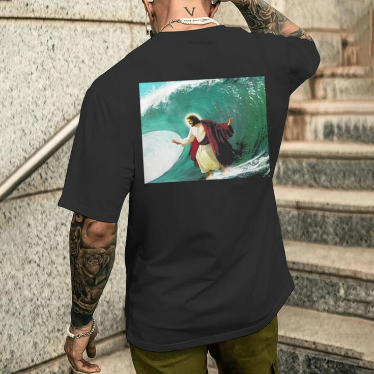 Jesus Walking Water Evangelical Christian Men's T-shirt Back Print Gifts for Him