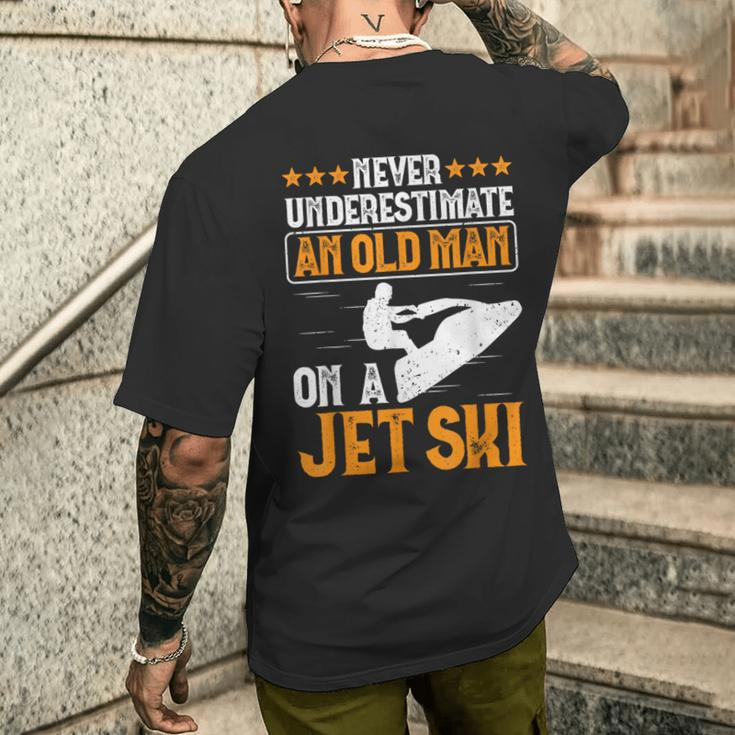 Jet Skiing Never Underestimate An Old Man On A Jet Ski Men's T-shirt Back Print Gifts for Him