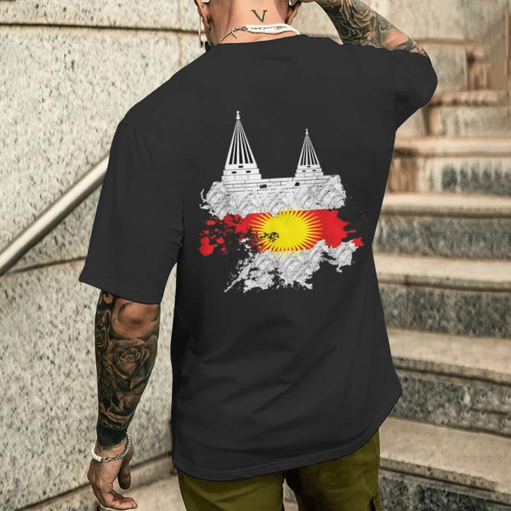 Jezidian Flag Yazidi Jesiden Melek Taus Lalish Ezidxan T-Shirt mit Rückendruck Geschenke für Ihn