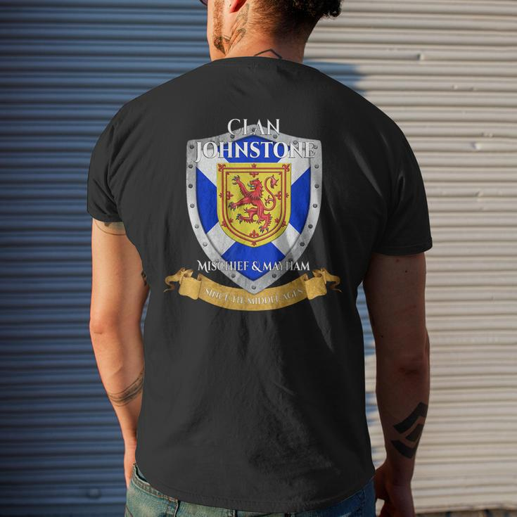 Johnstone Scottish Family Clan Scotland Shield Mens Back Print T-shirt Gifts for Him